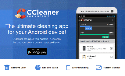 Скріншот фрагмента сторінки PiriformCCleaner на Гугл Плей (Google Play)